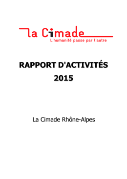 RAPPORT D`ACTIVITÉS 2015