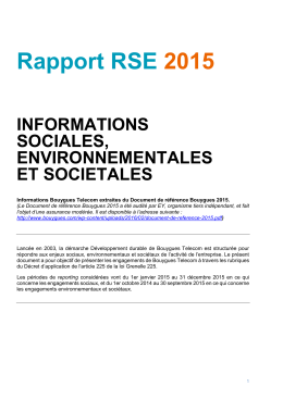 Rapport RSE 2015 - Bouygues Telecom