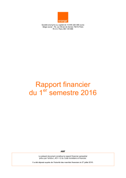 Rapport financier du 1er semestre 2016