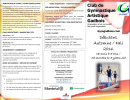 Débutant - Le Club de Gymnastique Artistique Gadbois