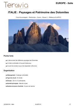 Télécharger la fiche détaillée ITALIE : Paysages et - Tera-via