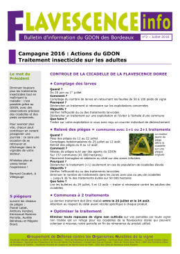 Flavescence info n°2 - Chambre d`Agriculture de la Gironde