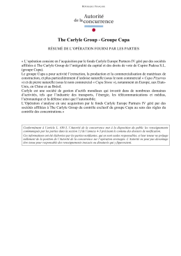 The Carlyle Group - Groupe Cupa