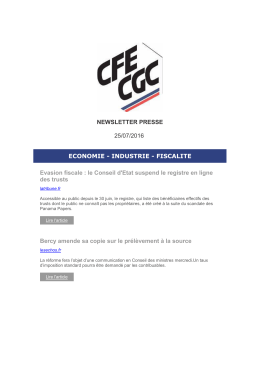 Newsletter CFE-CGC du 25 juillet 2016