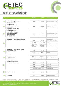 Tarifs et taux horaires