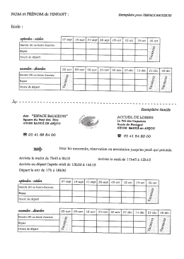 ALSH calendrier - BLOG de l`ESPACE BAUGEOIS