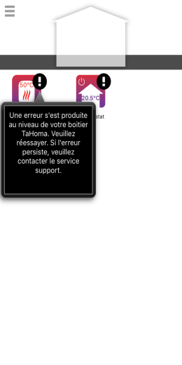 Page 1 Une erreur s`est produite au niveau de Votre boitier TaHoma