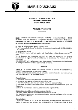 Page 1 EXTRAIT DU REGISTRE DES ARRETES DU MAIRE DU 05
