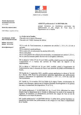 Arrêté préfectoral n° 16-DDTM85-396 du 27