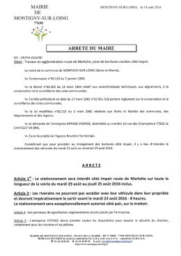 Page 1 MAIRIE MONTIGNY-SUR-LOING, le 18 ao&ucirc;t 2016 DE