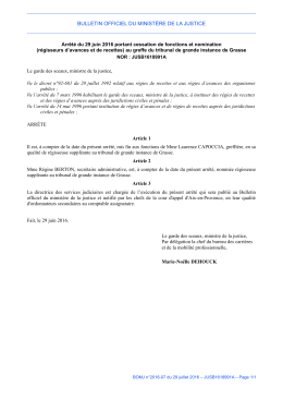 Arrêté du 29 juin 2016 - Justice / Textes et réformes