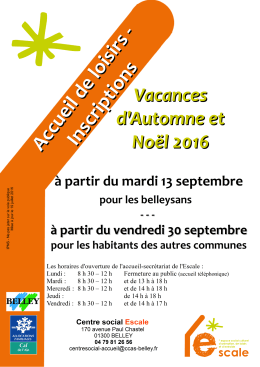 Dates des inscriptions ALSH pour les vacances d`Automne et No&euml;l