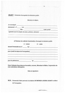 Demande d`occupation temporaire du domaine