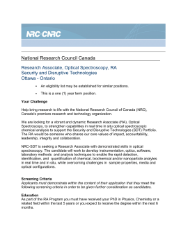 National Research Council Canada Research Associate, Optical