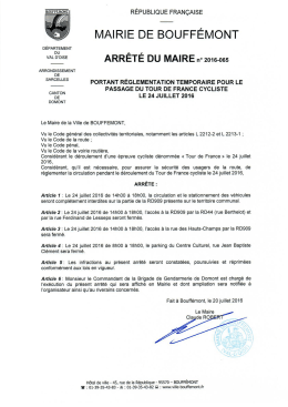 Arr&ecirc;t&eacute; du Maire n&deg; 2016-065_Portant r&egrave;glementation temporaire