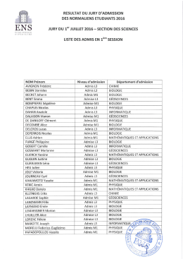 résultats du jury