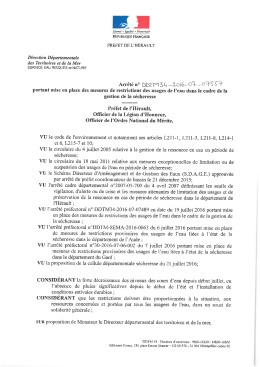 Consulter l`arrêté préfectoral du 29 juillet 2016