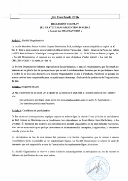 Page 1 eu Facebook 2016 REGLEMENT COMPLET JEU GRATUIT