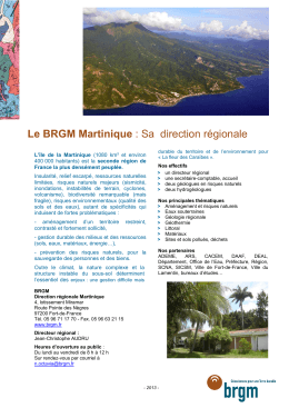 Le BRGM Martinique : Sa direction régionale