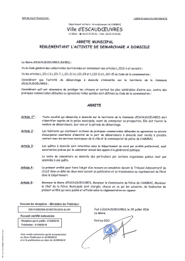 Arrêté municipal réglementant l`activité de démarchage à domicile