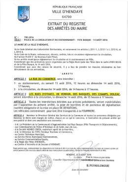 Arrête sur la circulation Rues du Commerce, d