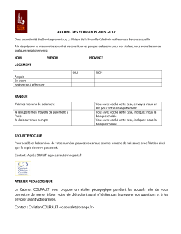 T&eacute;l&eacute;charger le questionnaire. - Maison de la Nouvelle Cal&eacute;donie