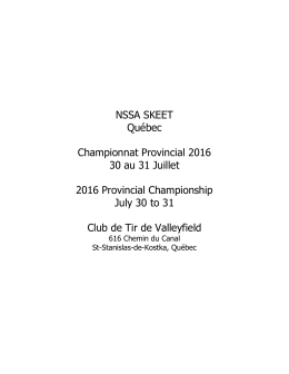 NSSA SKEET Québec Championnat Provincial 2016 30 au 31