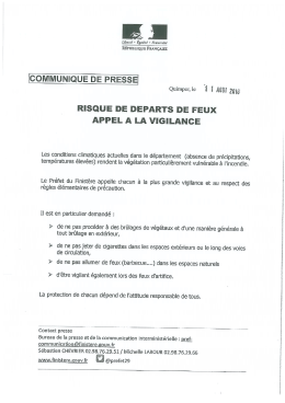 Consultez le communiqué de la Préfecture