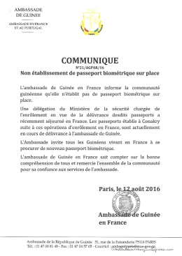Voir le communiqu&eacute; - Site Officiel de l`Ambassade de Guin&eacute;e en