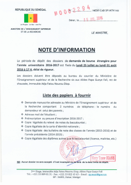 NOTE D`INFORMATION BOURSE ETRANGERE 2016