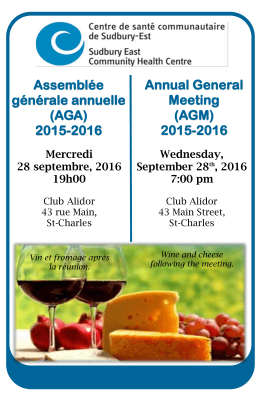 Assemblée générale annuelle (AGA) 2015