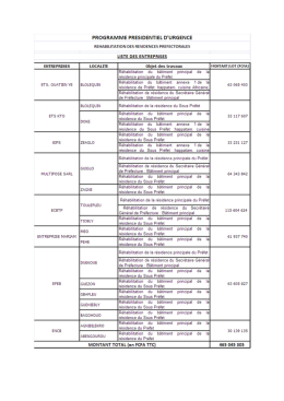 RÉHABILITATION DES RÉSIDENCES PREFECTORALES