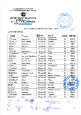 Page 1 UNIVERSITE CHEIKH ANTA DIOP DEPARTEMENT GENIE