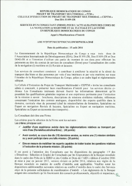 appel a manifestation d`interet, ami n&deg;297/ptm/ceptm/cn/ldwm/pm/ika