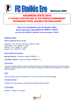 Infos stage 2016 - Stage Etoilés Ere