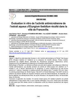 Évaluation in vitro de l`activité antimicrobienne de l`extrait