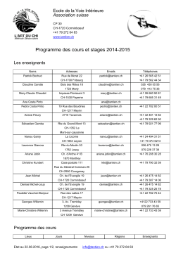 Programme des cours et stages 2014-2015