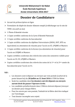 Dossier de Candidature - Université Mohammed V
