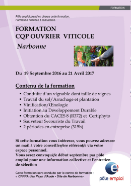 Aude (11) : Pôle emploi Narbonne vous propose une formation