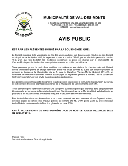 AVIS PUBLIC - Municipalité de Val-des