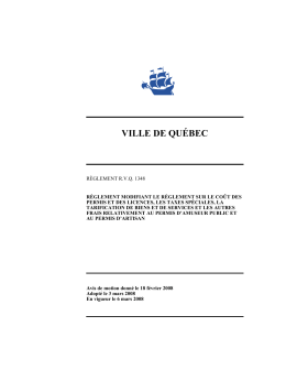 Avis de motion - Ville de Québec