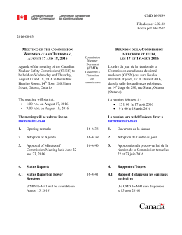 Agenda for August 17 and 18, 2016 Commission Meeting