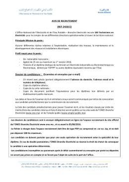 AVIS DE RECRUTEMENT (REF-242015) Dossier de candidature
