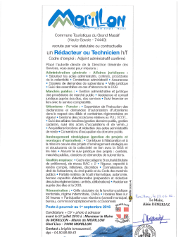 Fiche de recrutement - COMMUNE DE MORILLON