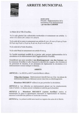 Page 1 ARRETE MUNICIPAL ::::: 2016