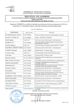 CAPLP - Vice-rectorat de la Nouvelle