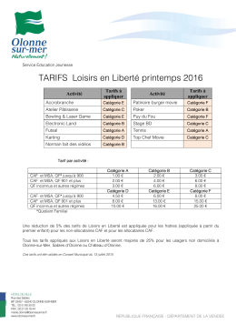 TARIFS Loisirs en Liberté printemps 2016