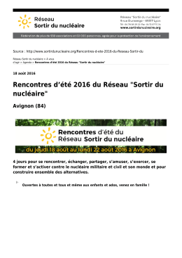 Rencontres d`été 2016 du Réseau "Sortir du nucléaire" Avignon