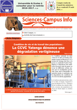 Téléchargez le quotidien Sciences-Campus Info n°123 du dimanche