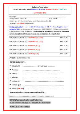 Bulletin d`Inscription COUPE NATIONALE DES